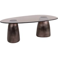 Table basse ovale bronze et verre - bronze