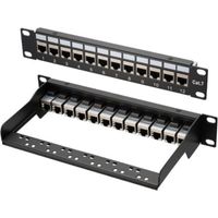 12-Port Cat 7 10" LAN-Switch-Patchpanel, geschirmtes Verteilerpanel, Rackmontage, Servermontage für Gigabit-Netzwerk-Switches, Desktop- und Wandmontage, geschirmt