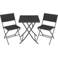 Avestar 3-tlg. Bistroset für 2 Personen, klappbares Gartenmöbelset, wetterfestes PP-Rattan, Outdoor Sitzgruppe, mit Klapptisch und 2 Klappstühlen, Schwarz
