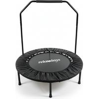 Trampoline Relaxdays avec barre d'appui, Ø 102 cm, mini-trampoline pliable jusqu'à 120 kg, fitness indoor, noir