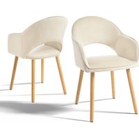 Modern dining chairs with crescent-shaped backrests and ergonomic armrests, combining style and comfort - Set of 2 - White