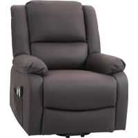 Poltrona Elettrica Alzapersona Reclinabile Antigraffio 8 Massaggi Riscaldamento Poggiapiedi 2 Telecomandi Marrone