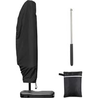 Housse de Protection pour Parasol Deporte 3m 4m, Housse de Parasol Déporté avec 1,4m de Long Fermeture Éclair, Protection pour Parasol Deporte avec Tige Télescopique, 280x30/80/45 cm