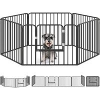 Recinto per Cani a 6 Pannelli Modulabili da Interno ed Esterno, in Acciaio, 164x83x60 cm, Nero