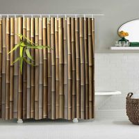 Rideau de douche en bambou imperméable, rideau de bain décoratif avec 12 crochets