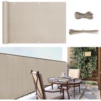 Sunula Balkon Sichtschutz Blickdicht PES Balkonverkleidung Windschutz Ohne Bohren, mit Nylon Kabelbinder und Kordel, Patentierte Reißfeste Ösen, Wetterfest, Taupe, 75x300 cm