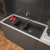 Carea Cuisine & Bain – Évier à encastrer 2 bacs Carealith® – Résistant à la chaleur jusqu'à 300°C – Surface hygiénique et facile à nettoyer – Fabrication française