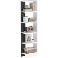 Libreria Moderna Salvaspazio a 5 Ripiani in Legno 45x21x170 cm, Bianco e Nero