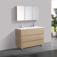 Doppelwaschtisch + Unterschrank 120 cm montiert VERONA Eiche hell