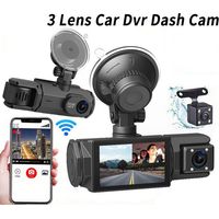 4K WiFi Dashcam Voiture Avant Arrière Intérieur, Carte SD 64G, 2160P+1080P+1080P FHD 3 Canaux Dash Cam,Camera Voiture Triple 360° Tous Côtés,G-Capteur,WDR,Vision Nocturne,24H Mode Parking