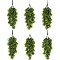 Pack of 6 x 75cm Artificial Green Thistle Trailing Hanging Plant Faux Floral - Premium Quality