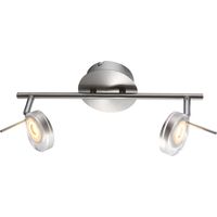 Lampe de plafond Lampe de plafond Spot lampe de salon, spots mobiles 2 flammes, nickel mat clair, LED 5W 375Lm blanc chaud, LxLxH 35,5x8x18,5cm