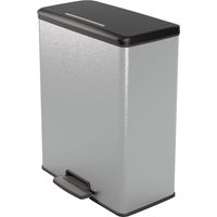 Curver Papelera Deco Rectangle 65L, gris metalizado, para cocina, lavadero, garaje, 486 x 284 x 615 mm, PP 100% reciclado(version antigua)