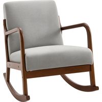 Poltrona a Dondolo Imbottita, Design Vintage e Poliestere Grigio, per Interni, Ufficio, Soggiorno, 64x86x80cm