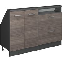 Küchenschrank für Dachschrägen R-Line, Edelgrau/Anthrazit, 120 cm 2er Set, Vicco