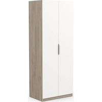Dmora - Guardaroba 2 ante Isere, Mobile camera da letto, Cabina armadio portabiti, Armadio appendiabiti, 79x51 h203 cm, Rovere e Bianco opaco