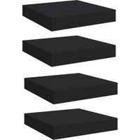 vidaXL Floating Wall Shelves 4 pcs Black 23x23,5x3,8 cm MDF
