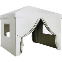 Carpa Plegable Pop-Up 3x3 m con 4 Cortinas Laterales 2 Ventanas de Malla Altura Ajustable Impermeable y Anti-UV Blanco