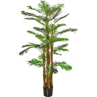 Outsunny – Palmier artificiel 1,85 m – 42 feuilles vertes – Pot inclus Ø 20 cm – Réalisme élevé pour décoration intérieure et extérieure
