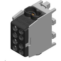 Bornier Répartiteur Noir - 130A - Cu ou Alu- 4 trous ( 4x25 mm² ) montage rail din