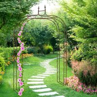 Arche de jardin en metal - grande arche pour plantes avec ornements decoratifs