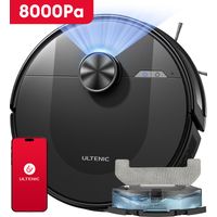 Ultenic – Aspirateur robot laveur 8000 Pa – Navigation LiDAR – 200 min d'autonomie – Contrôle par Alexa, Siri, Google Assistant
