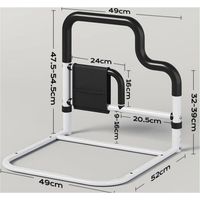 Barre d'appui pour lit senior, aide à la verticalisation, protection antichute, main courante en forme de U, réglable en 4 points, avec sac de rangement, noire