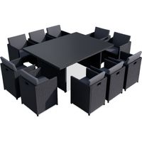 Set di mobili da giardino a 6 posti nero/grigio + copridivano MIAMI