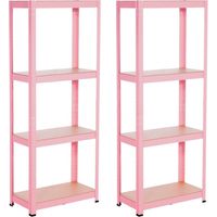 2er-Pack modulare Metallregale mit je 4 Regalböden, Tragkraft 240 kg, Maße: 60 x 30 x 148 cm, 7house