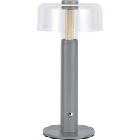 Lámpara de mesa LED V-TAC de 1 W, gris transparente, recargable, regulable, blanco cálido