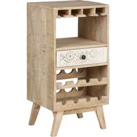 WOMO-DESIGN Mobile Portabottiglie Roma con Portabicchieri e Cassetto Cantinetta 45 x 90 x 40 cm Unicato Artigianale Scaffale per 8 Bottiglie di Vino Mobile da Cucina in Legno Massiccio Stile Vintage