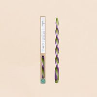 Bougie spirale bicolore vert, parme 40cm