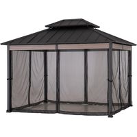Stahl Pavillon SIMMS mit Moskitonetz & Vorhang - 300cm x 360cm, schwarz