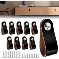 Set of 10 Leather Furniture Handles, Luggage Replacement Handles with Screws, Suitable for Kitchen, Bedroom, Closet, Living Room