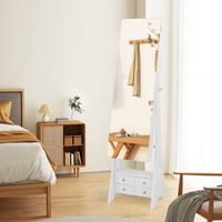 Armoire a bijoux avec miroir et eclairage armoire a bijoux avec tiroirs et etagere pliante blanc