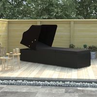 Chaise longue Bain de soleil Transat de relaxation avec auvent et coussin Résine tressée Noir BSRHS398822