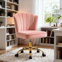 FIXIMASTER Chaise de Bureau en Velours au Design Moderne, Pivotante à Roulettes, Hauteur Réglable, 135kg - Rose