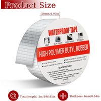 5cm X 5m Ruban Adhesif Etanche, Butyle En Aluminium Bande D'étanchéité, Bande Etancheite Autocollante, Bande Etancheite Toiture