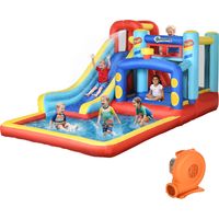 Castello Gonfiabile per Bambini 3-8 Anni con Trampolino, Scivolo e Piscina, 435x245x200cm