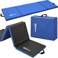 GOPLUS Tapis de Gym Epais Pliable, 240 x 117 x 5 CM, 4 Plis & Poignée Transport, Tapis de Sport de Sol Antidérapant en Simili Cuir Imperméable, Attaches Auto-agrippantes pour Fitness, Gym