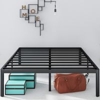 Zinus Van Struttura Letto In Metallo Con Gambe Curve, 140 x 190 cm, Altezza 40 cm, Doghe Del Materasso In Metallo, Non È Necessaria La Rete, Montaggio Facile, Nero