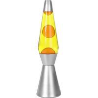 ITotal XL1786 Lampe à Lave 36 cm avec Base Argentée, Liquide Jaune et Cire Orange