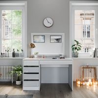 Coiffeuse Sherry, Blanc/Or, 120cm sans miroir, Vicco