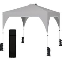 Toldo plegable pop-up 3x3 m gris avec blocage central, hauteur ajustable, sacs de sable