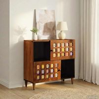 vidaXL Buffet avec porte Noyer 80 x 33 x 75 cm Bois de mangue massif