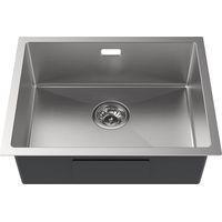 Auralum Fregadero Cocina 1 Seno 55 x 44 cm de Acero Inoxidable Cepillado, Fregadero Cuadrado con juego de rebosadero y desagüe, Fregadero bajo encimera, Enrasado o Sobre encimera