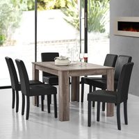 Mesa de comedor + 6 sillas Forssa MDF y polipiel 140x90x77cm -