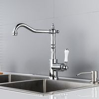 Rubinetto da Cucina Vintage Miscelatore Monocomando per Lavello Fredda e Calda Rubinetto Bagno Lavabo Girevole a 360° Cromo