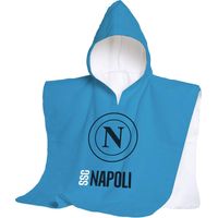 hermet SSC Napoli, Telo Mare Con Cappuccio, Poncho Mare da Bambino, 60x120 cm, Asciugamano da Spiaggia o Piscina, 100% Morbido Cotone