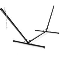 Support de hamac en métal 325 x 100 x 106 cm charge 150 kg chaîne réglable avec crochets pour intérieur extérieur noir 200001132